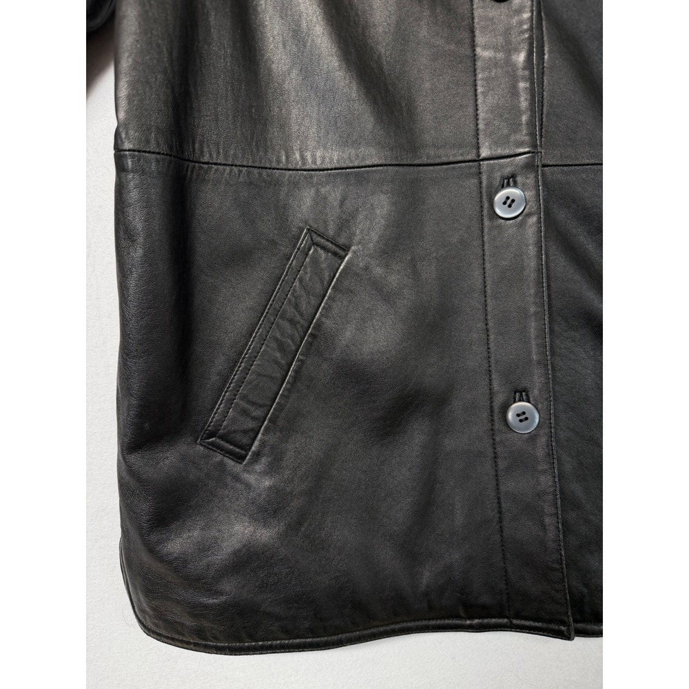 Centigrade Leather Jacket Medium Black Button Fro… - image 3